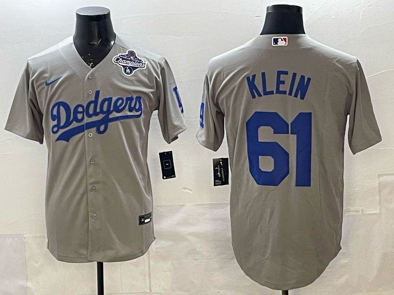 Men 2025 Nike Los Angeles Dodgers #61 Klein Grey Game MLB Jersey 011->los angeles dodgers->MLB Jersey